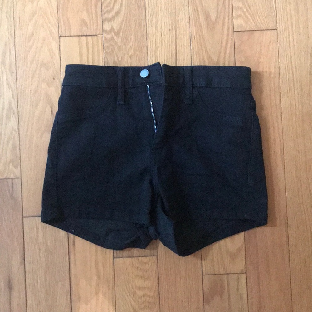 Black denim shorts